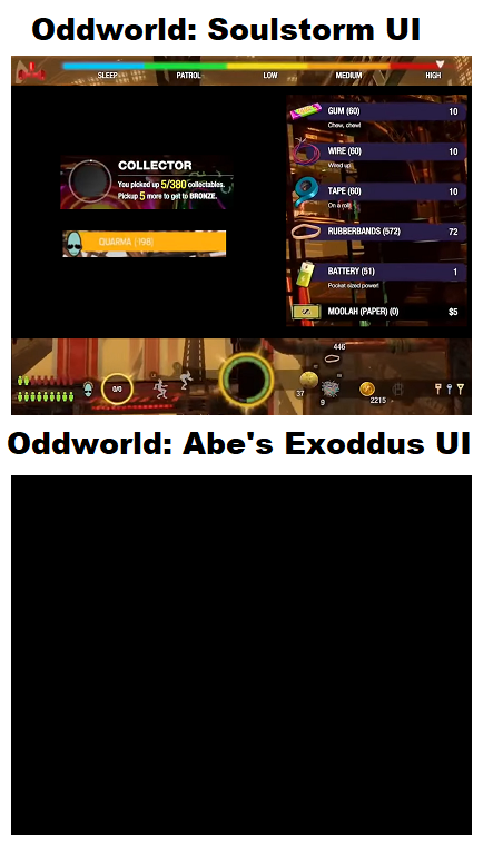 a comparison between Soulstorm and Exoddus' UI